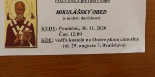 Novozaložená farská charita pripravila Mikulášsky obed pre ľudí v núdzi Novozaložená farská charita pripravila Mikulášsky obed pre ľudí v núdzi